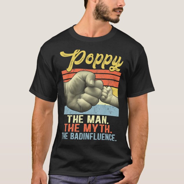 Camiseta Mens Papoiam O Homem O Mito A Má Influência Fath (Frente)