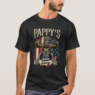 Camiseta Mens Pappy Biker Gang Flag Pappy Rides Bike