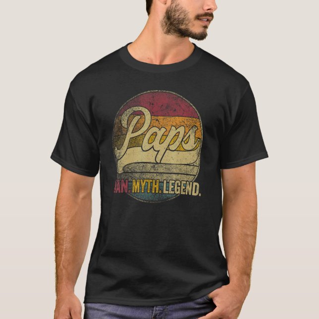 Camiseta Mens Paps O Homem O Mito O Avô Da Lenda (Frente)