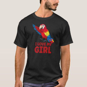 Camiseta Mens Parrot Parakeet Eu Amo Minha Rapariga Macaw