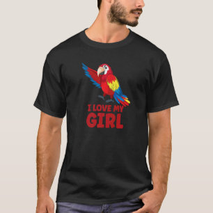 Camiseta Mens Parrot Parakeet Eu Amo Minha Rapariga Macaw