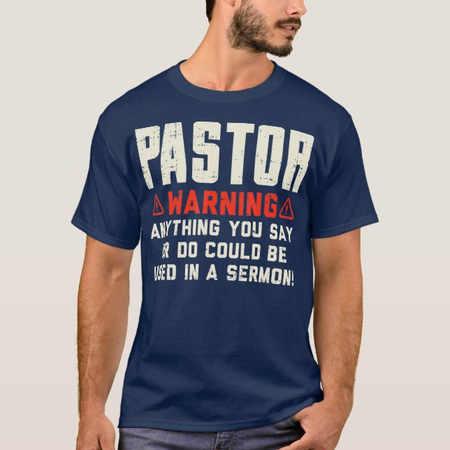 Camiseta Mens Pastor Adverte Sermon Funny Christian Gift (Frente)