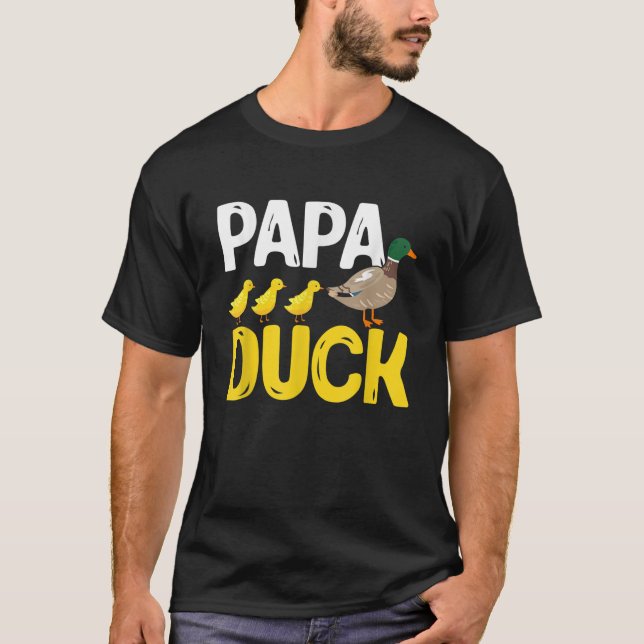 Camiseta Mens Patos Engraçados Pato Por Cima Papá Pato (Frente)