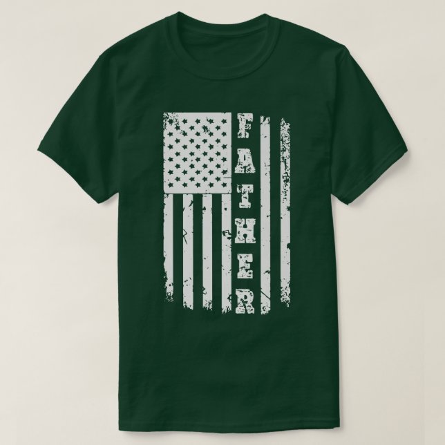 Camiseta Mens Patriota Americana Bandeira Pai Pai T Gordura (Frente do Design)