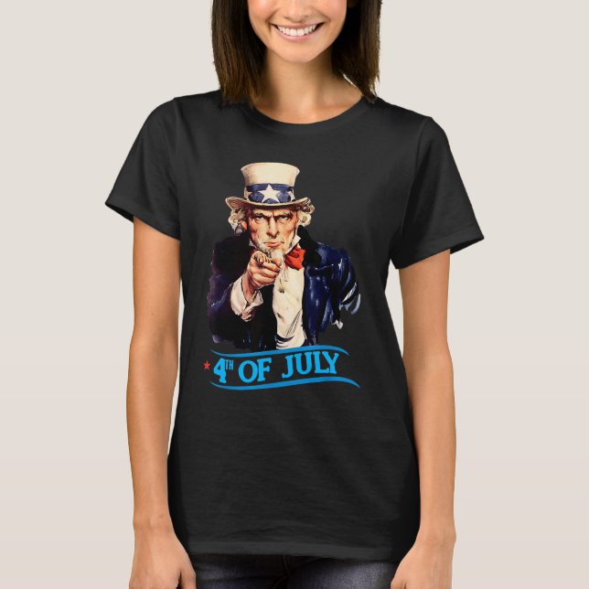 Camiseta Mens Patriotic Uncle Sam 4th Of July Independence  (Frente)