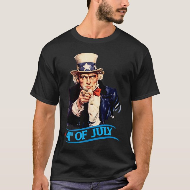 Camiseta Mens Patriotic Uncle Sam 4th Of July Independence  (Frente)