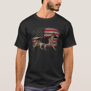 Camiseta Mens Patriótico German shepherd Americano Flag Dog