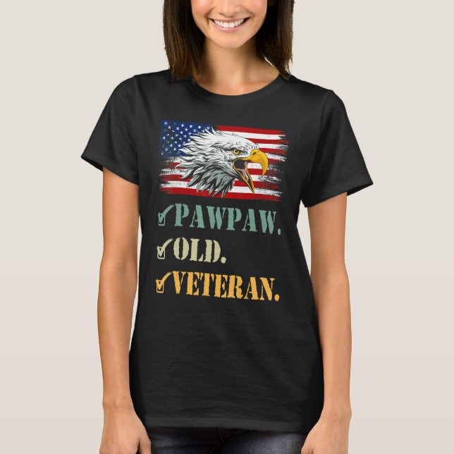 Camiseta Mens Pawpaw Old Veteran American Eagle Flag M Lega (Frente)