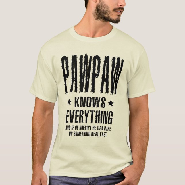 Camiseta Mens Pawpaw sabe tudo | Pai e vovô (Frente)