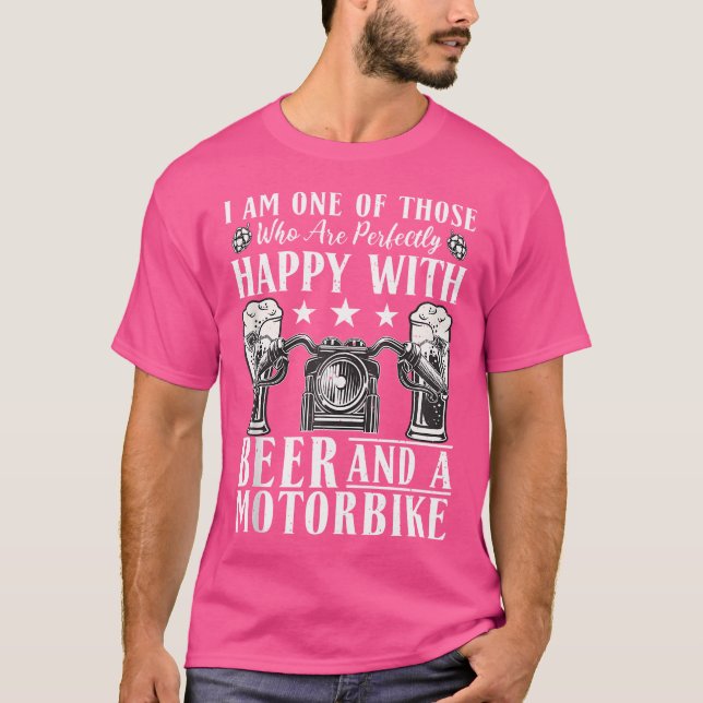 Camiseta Mens Perfeitamente Felizes Com A Cerveja E O Motor (Frente)