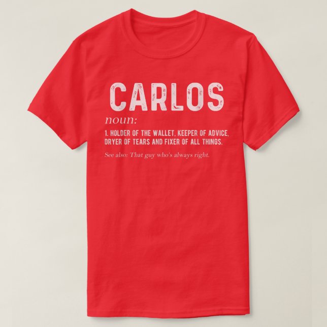 Camiseta Mens Personalized Carlos Dad Noun Firstname Father (Frente do Design)