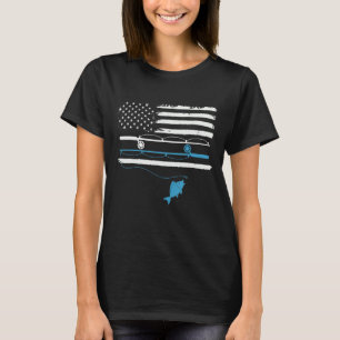 Camiseta Mens Pesca Pai Vovô Usa Bandeira Pescador