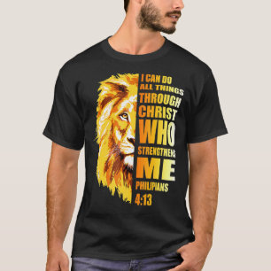 Camiseta Mens Philippians 413 Christian Bíblia Verse Lion M
