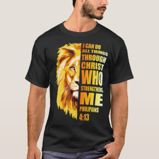 Camiseta Mens Philippians 413 Christian Bíblia Verse Lion M
