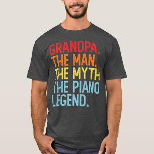 Camiseta Mens Pianista Vovô Piano Legend Dia de os pais Mus