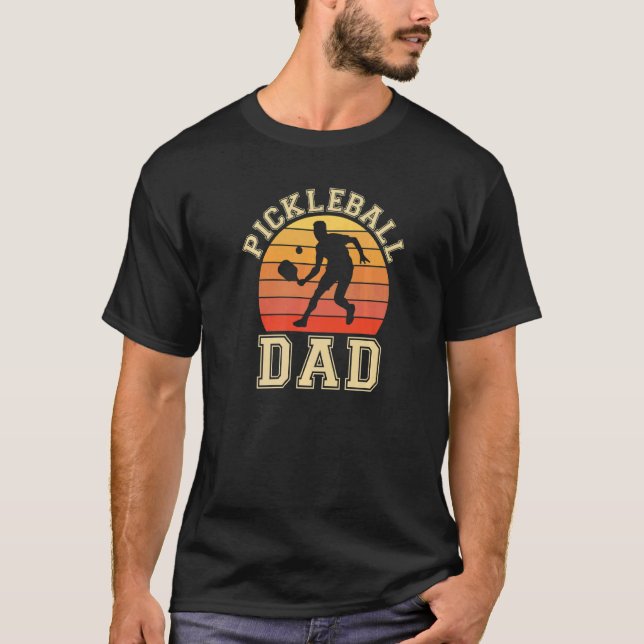Camiseta Mens Pickleball Pai Ama Jogador de Pickleball Pai (Frente)