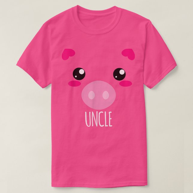 Camiseta Mens Pig Face Kawaii Halloween Costume For Uncle F (Frente do Design)