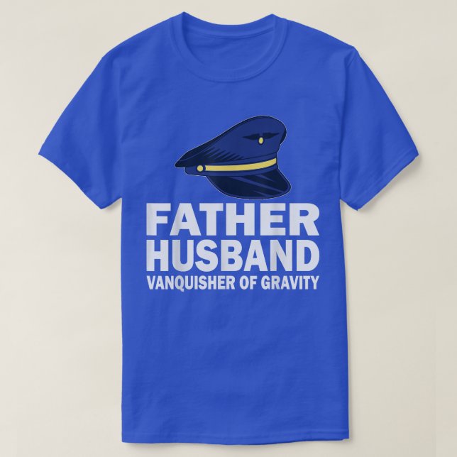 Camiseta Mens Pilot padre marido vanquiser da gravidade ai (Frente do Design)