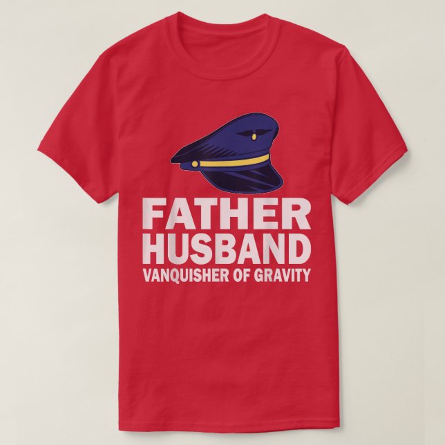 Camiseta Mens Pilot padre marido vanquiser da gravidade ai (Frente do Design)