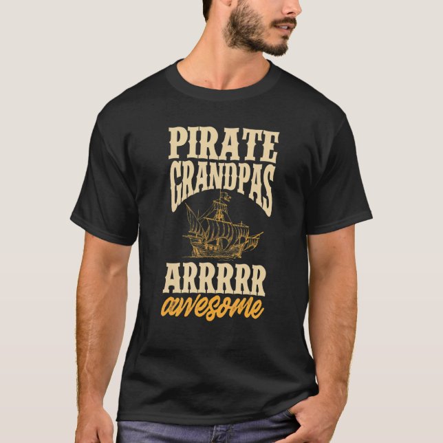 Camiseta Mens Pirate Avô Jolly Roger Freebooter 3 (Frente)