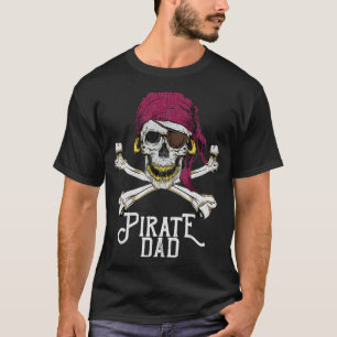 Camiseta Mens Pirate Pai Jolly Roger Crossbones Skull Hall