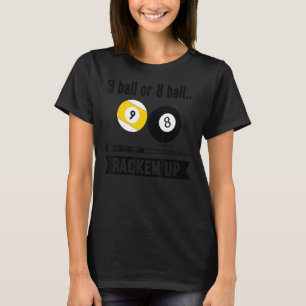Camiseta Mens Piscina Billiards 9 Ball ou 8 Ball Rackem par