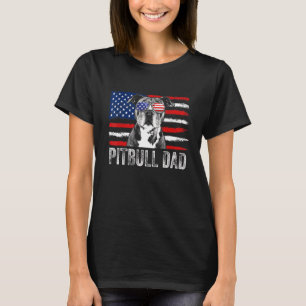 Camiseta Mens Pit Bull Pai American Flag 4 De Julho Cão Fa