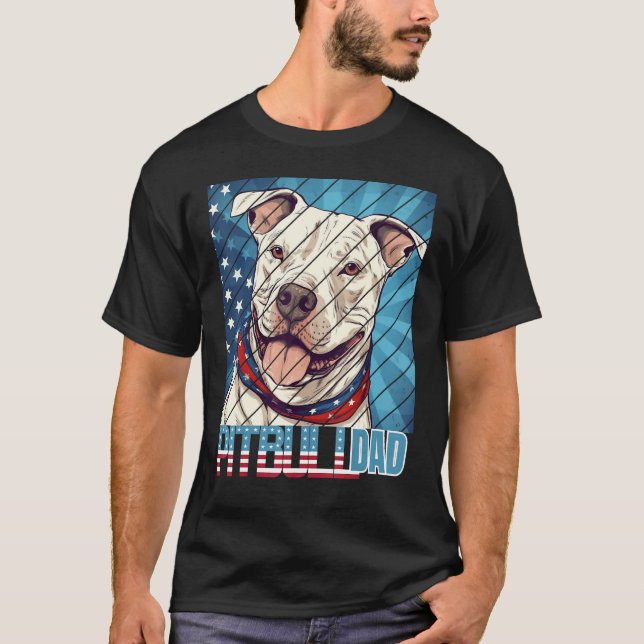 Camiseta Mens Pit bull pitbul Dad For Men (Frente)