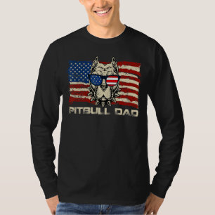 Camiseta Mens Pitbull Pai Americano Pitbull Dog Bandeira Us
