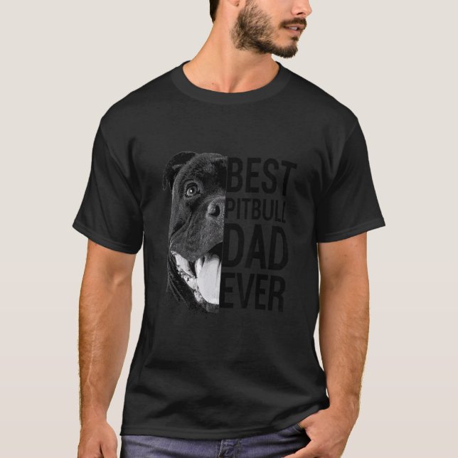 Camiseta Mens Pitbull Pai Cão 2 (Frente)