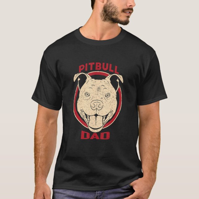 Camiseta Mens Pitbull Pai Mens Pit Bull Cão Americano (Frente)
