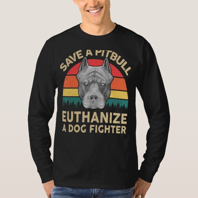 Camiseta Mens Pitbull Salve Um Pitbull Eutanásia Cachorra (Frente)