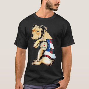 Camiseta Mens Pitbulls Cachorro Tatuagem Eu Adoro Pai