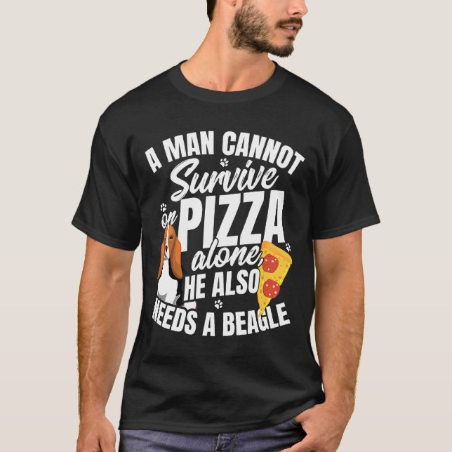 Camiseta Mens Pizza E Beagle Dog E Comida Love Pun (Frente)