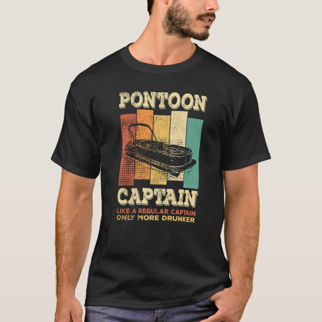 Camiseta Mens PONTOON BOAT CAPTAIN como um capitão normal (Frente)