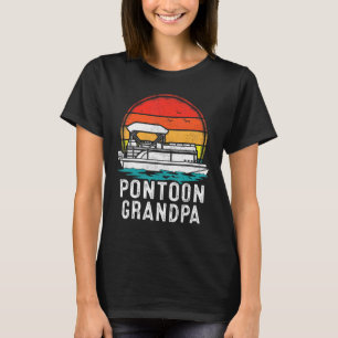 Camiseta Mens Pontoon Boat Vintage Sunset Pontoon Avô F