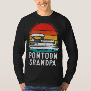Camiseta Mens Pontoon Boat Vintage Sunset Pontoon Avô F