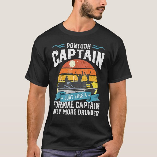 Camiseta Mens Pontoon Capitão Nave Presente (Frente)