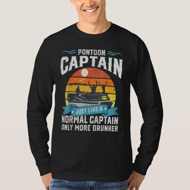 Camiseta Mens Pontoon Capitão Nave Presente (Frente)
