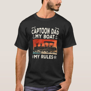 Camiseta Mens Pontoon Captoon Pai Meu Barco Meu Regimento C