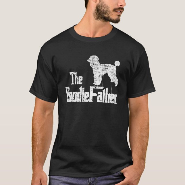 Camiseta Mens Poodle Pai Cão Padre Funny Doggie Puppy Pun (Frente)