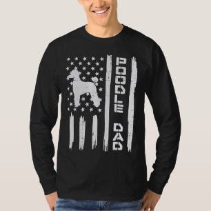 Camiseta Mens Poodle Pai Dos Eua Flag Vintage Patriot Dog L