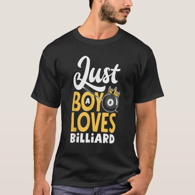 Camiseta Mens Pool Snooker Player Just A Boy Who Loves Bill (Frente)