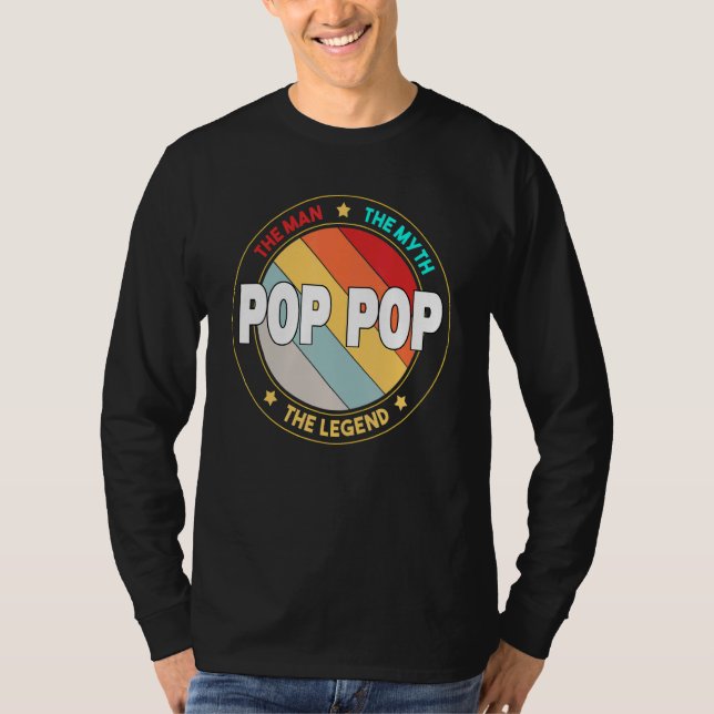 Camiseta Mens Pop Pop do Homem O Mito A Lenda do Pai (Frente)