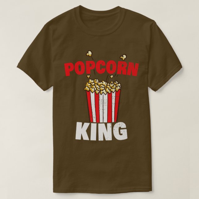 Camiseta Mens Popcorn King Cinema Lover Prêmio de Noite (Frente do Design)