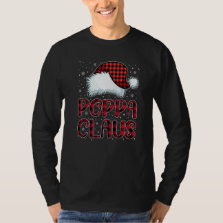 Camiseta Mens Poppa Claus Merry Christmas Buffalo Plaid Red