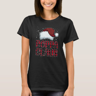 Camiseta Mens Poppa Claus Merry Christmas Buffalo Plaid Red