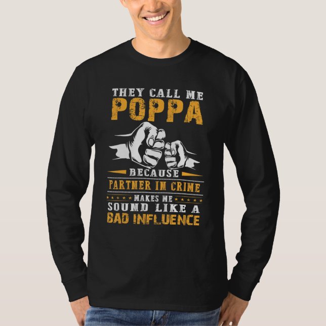 Camiseta Mens Poppa Parceiro Em Crime (Frente)
