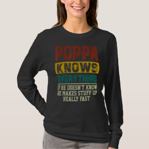Camiseta Mens Poppa Sabe Tudo O Que Vintage Poppa Pai Gordu