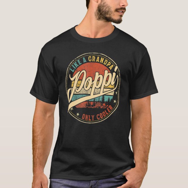 Camiseta Mens Poppi Como Um Vovô Apenas Dia de os pais Mais (Frente)